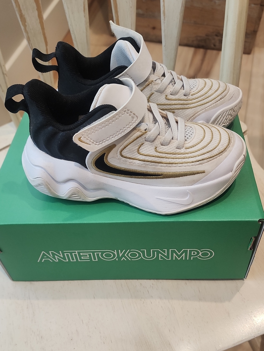 Nike Giannis Antetokounmpo Kids' White and Gold Athletic Shoes